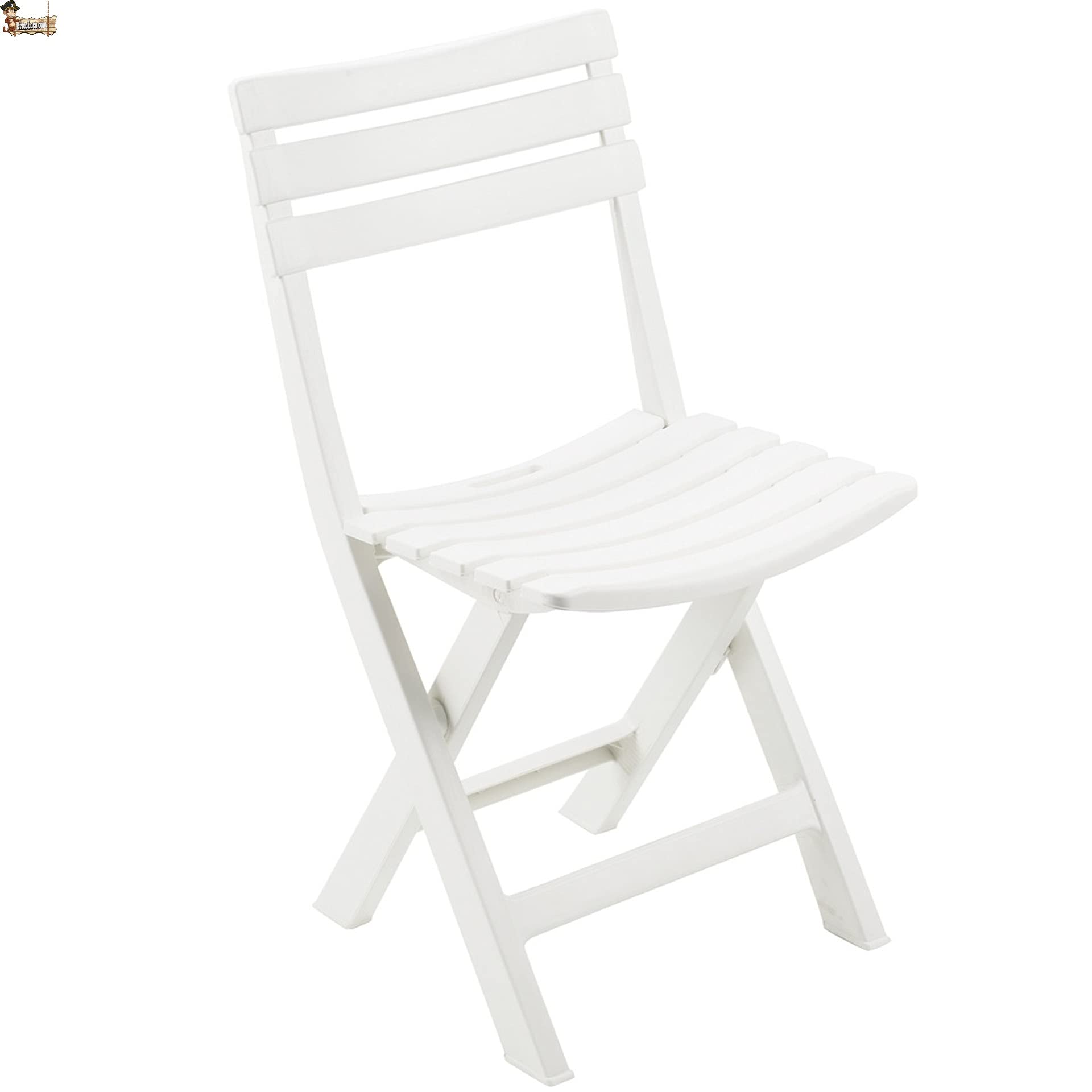 BricoLoco Sedia Pieghevole Leggera In Resina Effetto Legno, Per Campeggio, Giardino, Terrazzo E Balcone, Bianco, Dimensioni 44x41x78 Cm, 2,78 Kg