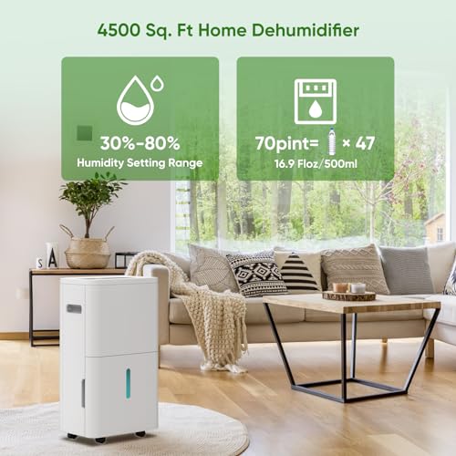 COLAZE Dehumidifiers with Drain Hose for Home Bedroom Bathroom Large Room