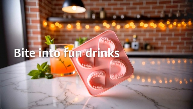 Molde para hielo dientes 4 cavidades silicona rosa miniatura 7