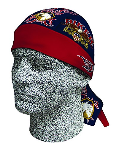 Capsmith Deluxe Red White Blue Patriotic Freedom Liberty Eagle Pinstripe Flames Headwrap Durag Doo Rag Headwrap