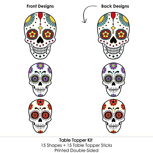 Big Dot Of Happiness Day Of The Dead - Halloween Sugar Skull Party Centerpiece Sticks - Table Toppers - Set Of 15 #TOP3