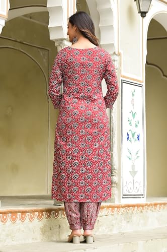 Image of Nermosa Women Printed Straight Kurta and Pant Set with Dupatta