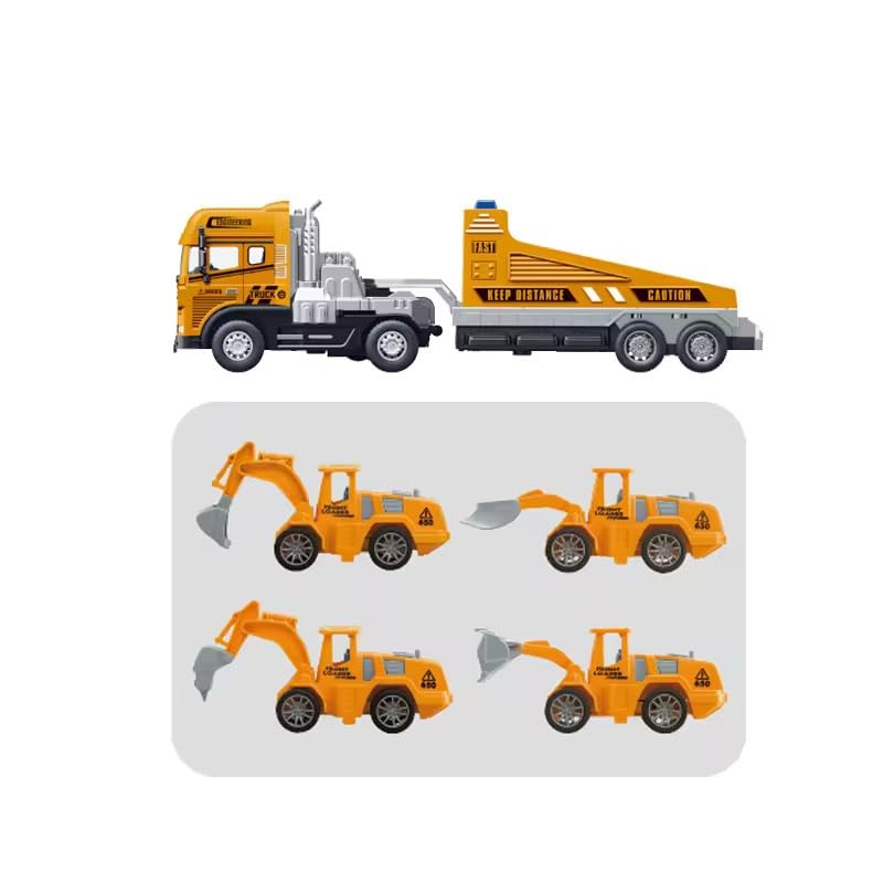 Image of 1:43 Die cast Alloy Engineering Excavator Truck with Friction Powered Construction Transport Truck Toys for Kids Boys Girls (Multicolor)