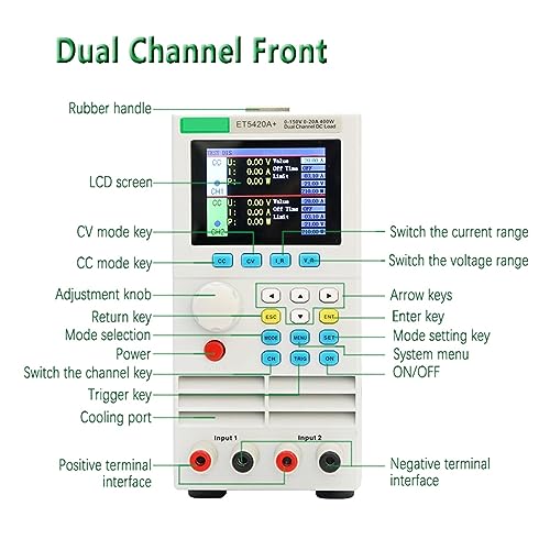Charge electronique CC programmable ET5420A double canal pour test de batterie 200W - 6