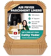 Cathy Yoder's AirFryer Paper Liners, 125 PCS 8-inch Square Air Fryer Liners Disposable, Premium, ...