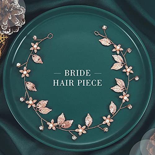 Yean Bride Wedding Hair Vine Headband Gold Leaf Bridal Accessories For Women (Gold) (Rose Gold) #TOP3
