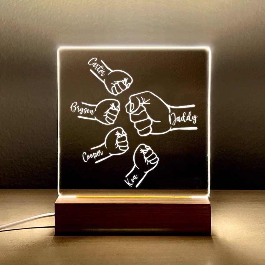 Personalized night light gifts for Dad, Daddy and Kids fist bump nightlight, Daddy gift, Dad room decor nightlight, custom Fathers day gift from kids, Birthday gift for dad, Father day decor gift/4