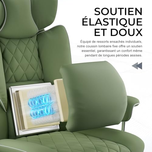 Sedia Gaming Ergonomica Sedia da Gaming Reclinabile Sedia Ufficio con Poggiapiedi Sedia Gamer Schienale Regolabile per Lavoro e Gioco tessuto tecnologico verde - Sedia gaming - Immagine 3