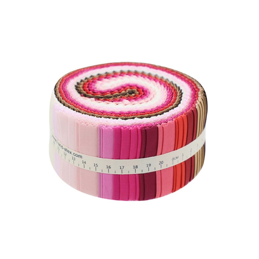 Craftsfabrics Pink Parade 100% Cotton 40Pcs/Roll Pre-Cut Jelly Rolls Strips 2.5"X 44" Wide Ideal For Quilting, Scrapbooking, Sewing, Arts & Crafts, Patchwork;