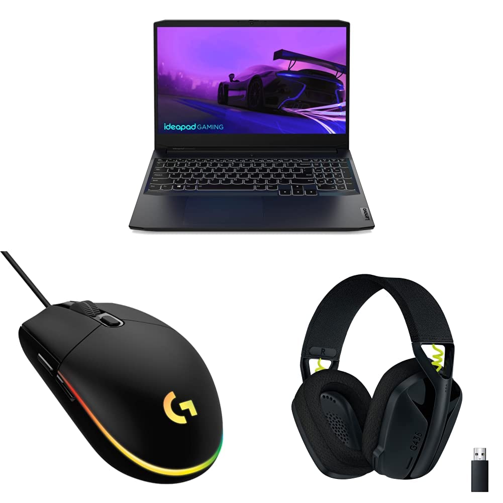 Lenovo Gaming Laptop (AMD R7 5000 Series/16GB RAM & 512GB SSD Storage/3060 Graphics)+Logitech G G102Wired Gaming Mouse+Logitech G435 Gaming Bluetooth Wireless Over Ear Headphones with Mic - Black