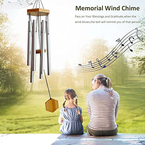 Aoedelyart Windchimes Outdoors,29" Wind Chimes For Outside Clearance,Sympathy Gift,Housewarming Gift,Memorial Chime For Home Zen,Garden Decor, Patio Decoration(Silver) #TOP4