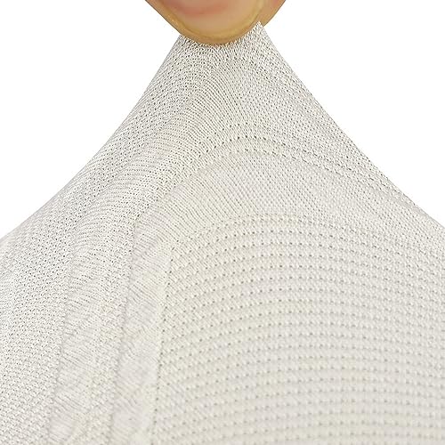 Image of SearchI Waterproof Seat Covers for Dining Room Chairs Stretch Jacquard Chair Seat Covers Set of 6, Removable Washable Kitchen Chair Seat Protector Cushion Slipcovers for Office (Beige Rhombus)