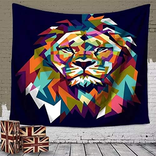ARAWARALion tapestry Retro African Lion Geometric Boys Tapestry Wild College Modern decoration for Living room, bedroom, Dorm, Patio, and office - 51x59 tapestry