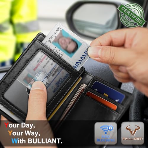 Image of BULLIANT Slim Wallet For Men 12Cards,Magnetic Flip Build-in Money Clip Airtag Compatible-RFID Blocking