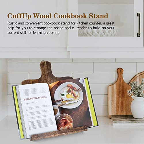 Cuffup Cookbook Stand Cookbook Holder , Rustic Recipe Book Holder Vintage Wood Cookbook Stand For Kitchen Counter Ipad Tablet Stand Portable And Foldable(Dark Brown) #TOP1