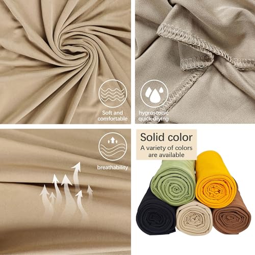 5PCS headwraps for black wome Stretch Jersey Turban Black Women African Hair Wraps Breathable Super soft and long (Black, brown, brown, green, yellow)2