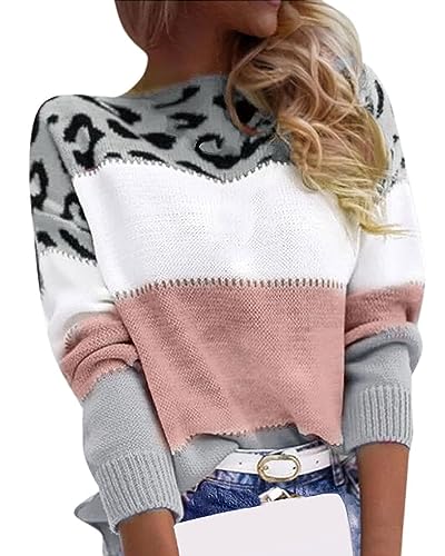 Yutdeng Jerseys Mujer Invierno Punto Suéter Manga Larga Jersey Rayas Patchwork Sueter Mujer...