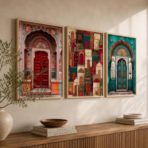Image of kotart Indian Art Traditional Paintings for Living Room | Framed Wall Painting for Home Room Bedroom Office Wall Decor | Poster With frames Set of 3 (14x20 Inch)
