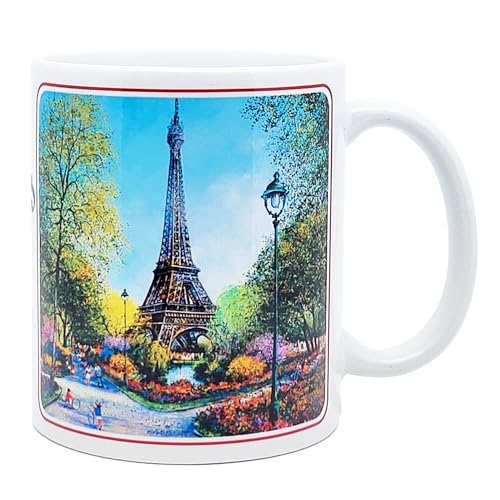 DESSAPT Arts - Paris la Tour Eiffel en Été et en Noir et Blanc - Mug Céramique 325 ml - Tasse-Cadeau Unique avec les Magnifiques Pysages Parisiens -...