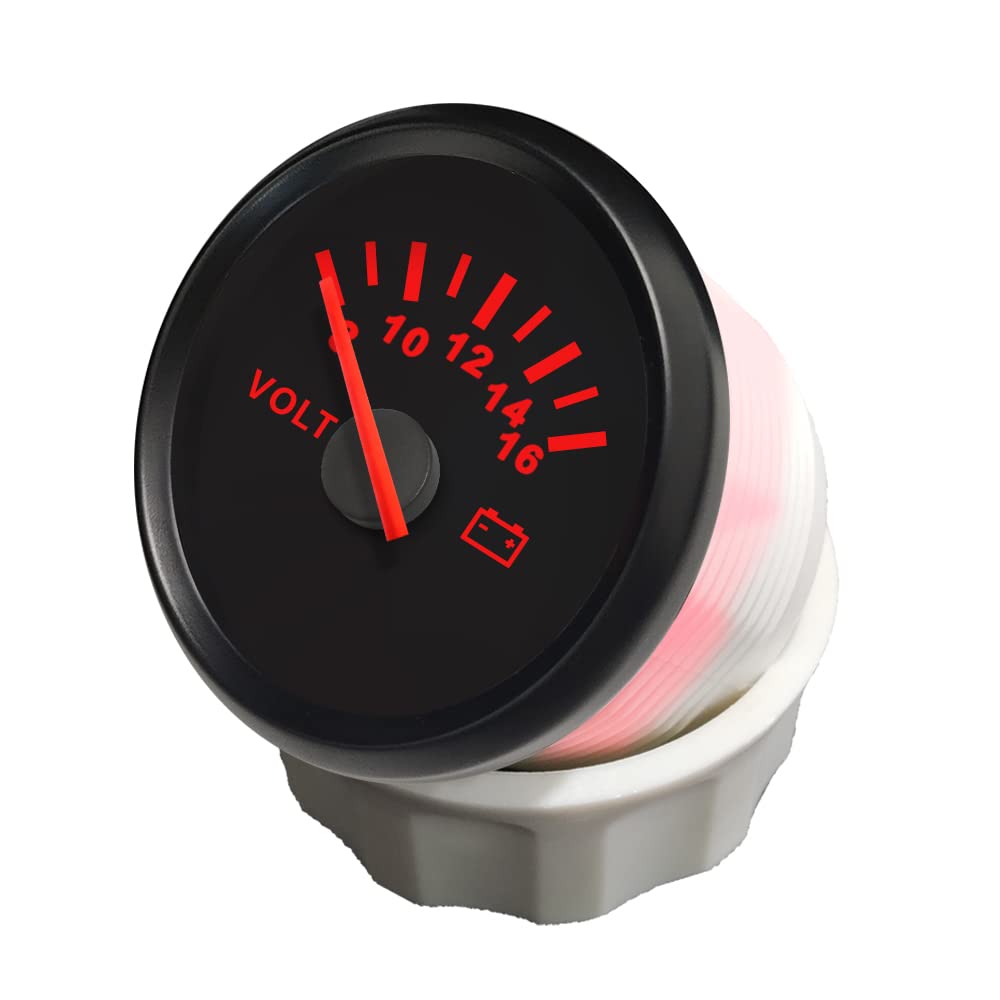 ELING Voltmetro 52mm (2'') 8-16V con retroilluminazione rossa per auto moto camion navi