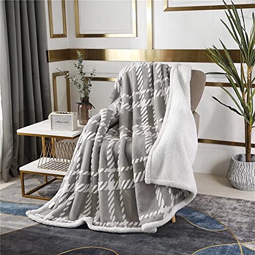 AHERKLL Manta de forro polar Sherpa, reversible, suave, cálida y gruesa, manta de doble cara, acogedora para otoño e invierno, para cama, sofá, sofá, manta de cama para decoración del hogar, gris,