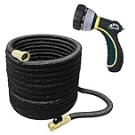 TheFitLife Expandable Garden Hose 100FT - Flexible Hose with Mutiple Layer Latex Inner and Solid Brass Fittings Free Spray Nozzle, 3/4 USA Standard Easy Storage Kink Free Retractable Water Hose