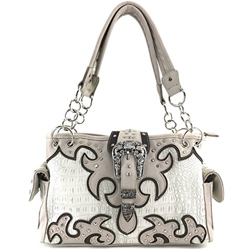Justin West Concealed Carry Western Buckle Duo Color Shoulder Handbag Purse2