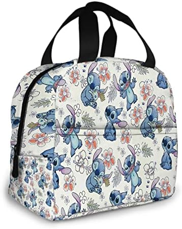 SHEFDVEG Cute Blue Lunch Bag for Boys Girls kawaii Reusable Insulated Lunch Box - Leakproof Cooler Tote Bag Freezable Lunch Bag for Office Work School