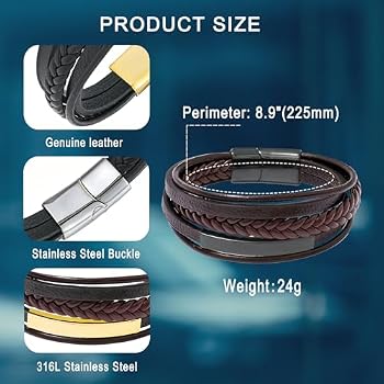 Men's Celtic Knot Leather Bracelet - Multi-Layer Braided Wristband With Stainless Steel Clasp - View #8