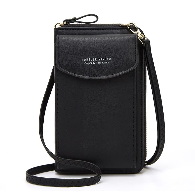 Portafoglio Lungo Donna In Pelle PU Con Cerniera - Grande Capacità, 12 Slot Per Carte, Scomparto Per Contanti E Cellulare, Nero