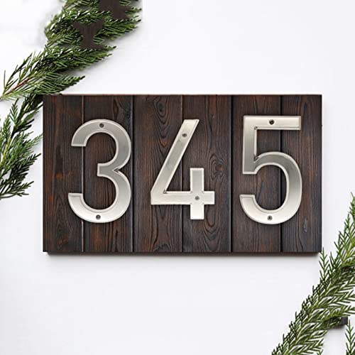 3D Floating House Plaque Numbers 6 Inch 15Cm Big Silver Brushed Nickel Zinc Alloy Screw Mounted Modern Number Door Home Address Digital Outdoor Sign Exterior Yard Street Mailbox Signage Anti-Rust (1) #TOP7