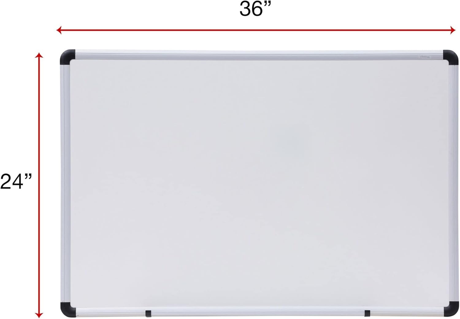 Universal 43723 Dry Erase Board, Melamine, 36 x 24, White, Black/Gray Aluminum/Plastic Frame