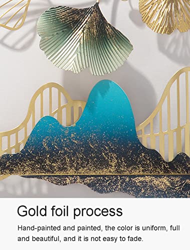 Mroinss 3D Ginkgo Leaf And Deer Metal Wall Decor, Large Wall-Mounted Hanging Art Sculpture, Decoration Ornaments For Living Room Bedroom Kitchen Office, 150X67Cm #TOP6
