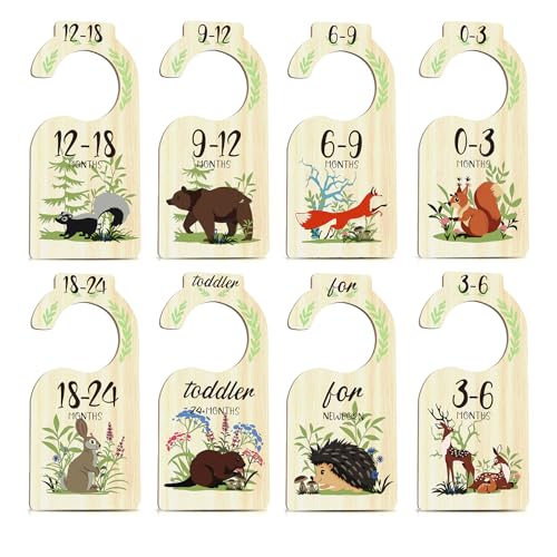 Image of XUANYILAN Baby Closet Dividers,8 PCS Adorable Wooden Double-Sided Toddler Clothes Organizer,Boy & Girl Nursery Size Dividers,24 Months for Nursery Beautiful Decor