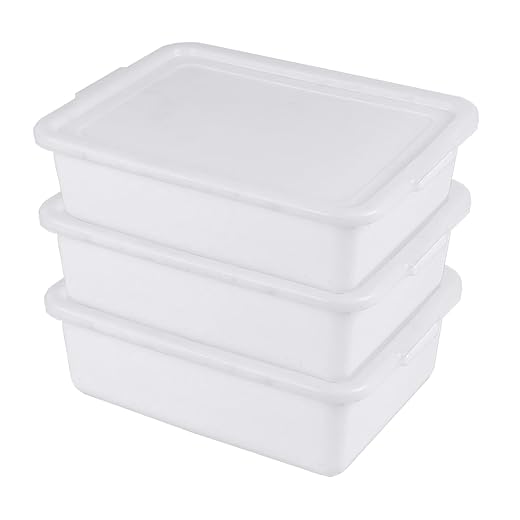 3-Pack 13 L Plastic Commercial Bus Tub with Lid, Restaurant Dish Tub, White