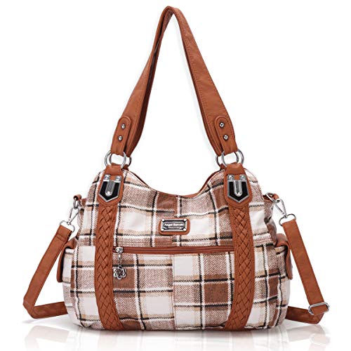 Angel Barcelo Roomy Fashion Hobo Womens Handbags Ladies Purse Satchel Shoulder Bags Tote Washed Leather Bag Brown