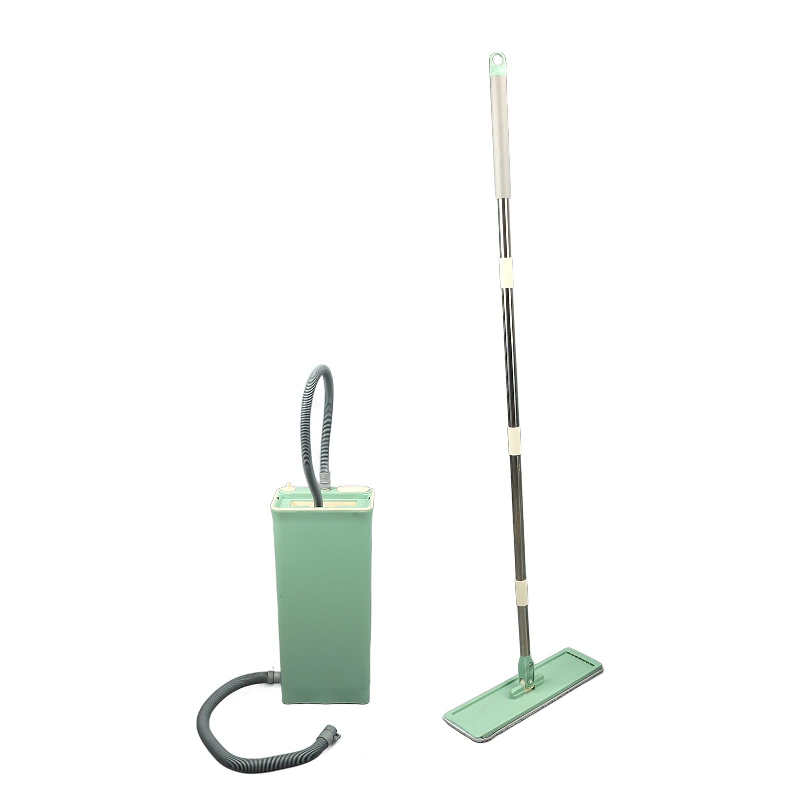 Generic Juego de Fregona y Cubo, Limpieza Eficiente, Fregona de Suelo Plana 2 en 1 Manos Libres para Uso Doméstico con Materiales de Acero Inoxidable y ABS