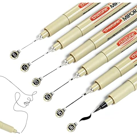 GETHPEN Micro-Pen Fineliner Ink Pens, 6 Pack Black Micro Fine Point Drawing Pens Waterproof Archival Ink Multiliner Pens for Artist Illustration, Sketching, Technical Drawing, Anime, Manga Cover