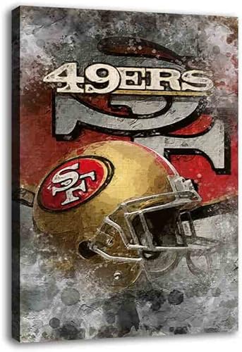 San Francisco City Sports 49ers - Póster de lienzo para pared, diseño de casco de fútbol americano, pintura moderna para el hogar, sala de estar,