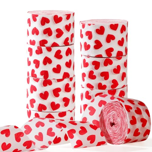 Image of Party-Decorations Red Heart Valentines Day Streamers - 8 Rolls Special Night Galentines Crepe Paper Streamer Garland,Girl Romantic Wedding Anniversary Baby Bridal Shower Engagement Decor Panduola