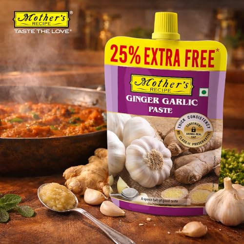 Image of Mother's Recipe Ginger Garlic Paste Pouch, 200gm | No Added Artificial Preservatives (Pack of 3)