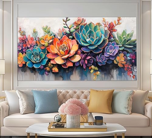 Toile de plantes succulentes pour salon moderne et lumineux
