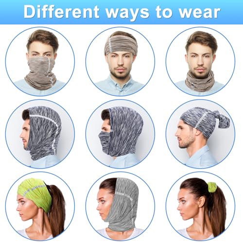 Image of SATINIOR 4 Pcs Neck Gaiter Face Mask for Men Reflective Face Cover Scarf Summer UV Sun Protection Balaclava Bandana for Work