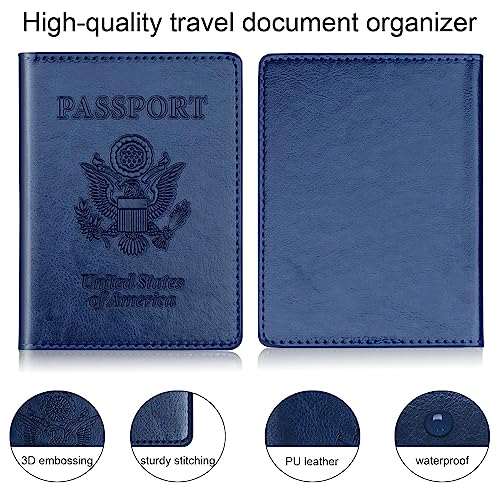 Travel Cruise Essentials Passport Holder, Passport Cover Case, Passport Wallet Passport Book Holder For Women Men Family Travel Must Haves, Passport And Vaccine Card Holder Combo(Dark Blue & Wine Red) #TOP3