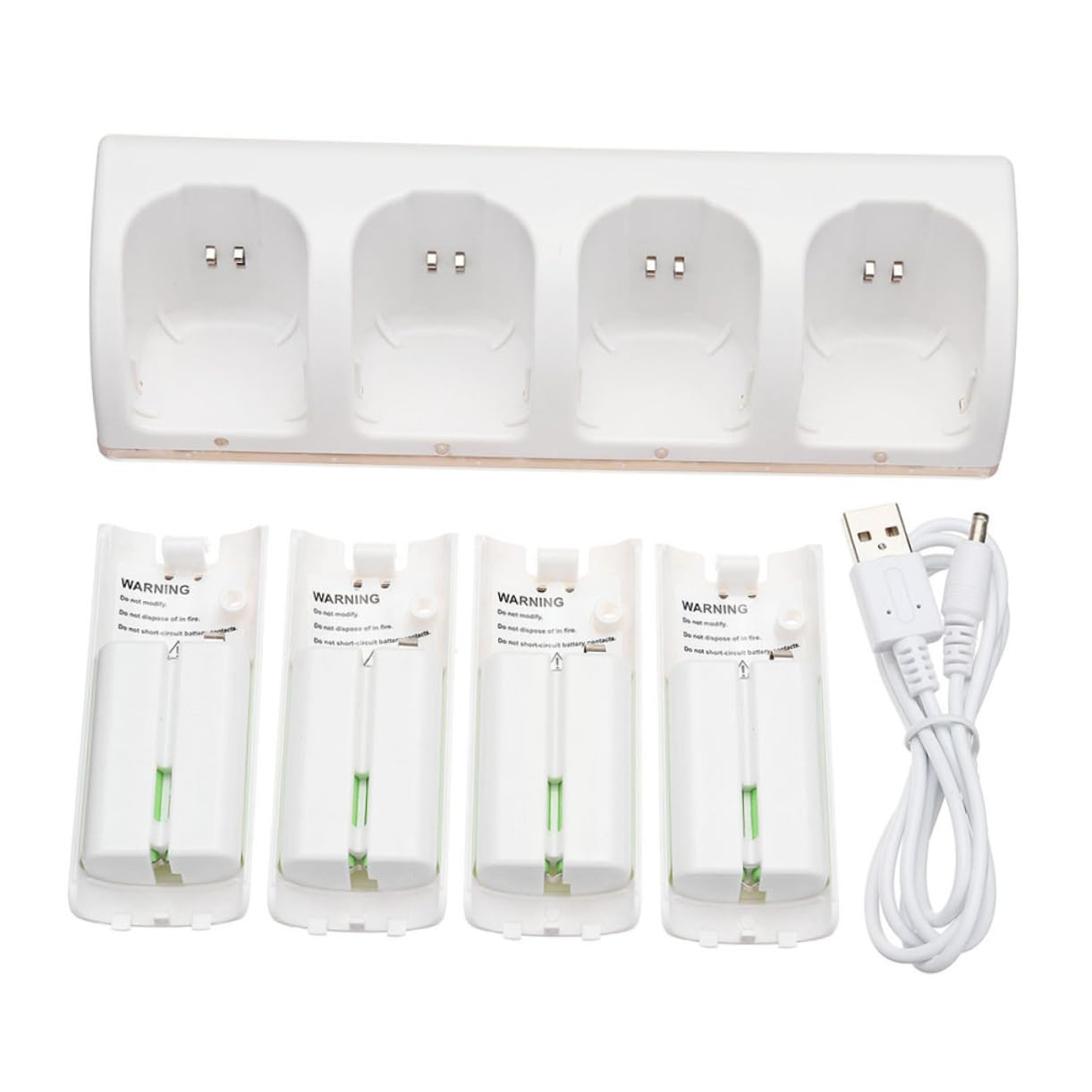 Caricatore Batterie Ricaricabili Bianco a 4 Slot, Set 1 | Adattatore Batteria in Plastica, Ricarica Simultanea di Pile, Stile di Fascia Alta