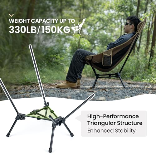 Image of ONETIGRIS Tigerblade High Back Camping Chair with Pillow Design, Comfortable Widened Seat Folding Chair