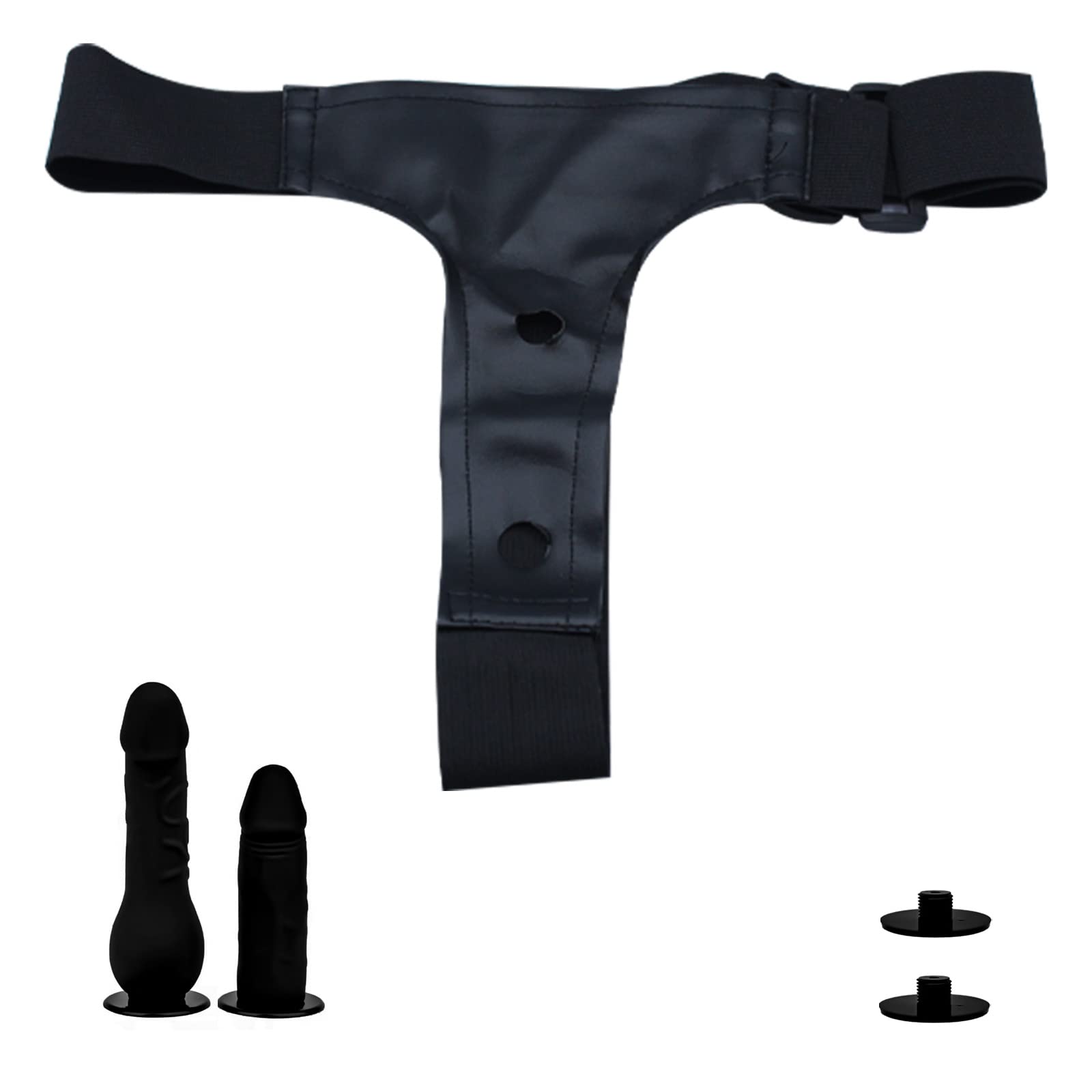 BDSMYEE Strap-on con 2 Dildo per Donna, Dildo Strapon Doppio Fallo Strapon Masturbazione SM Giocattolo Erotico Doppio per Donne Uomini (Nero)