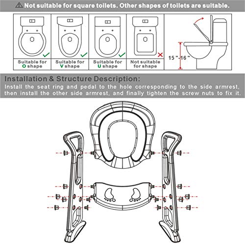 Potty Training Toilet Seat with Step Stool Ladder for Kids and Toddler, Sturdy Potty with Ladder for Boys and Girls by BlueSnail (Blue Upgrade PU Cushion)