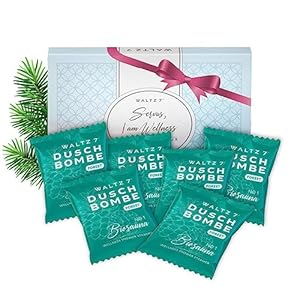 WALTZ 7 Spruce Douche Bombs Set, met Natuurlijke Essentiële Oliën voor Dagelijks Welzijn, Herstel, Kalmerende Bosgeur, Vegan Aromatherapie Accessoire, Verjongend, Kalmerend Effect, 6 Tabletten