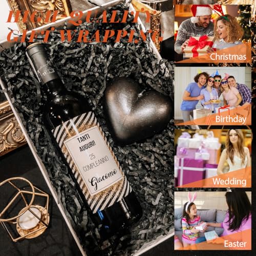 AYVRUOP 200g Geschreddertes Papier,Geschreddertes Papier Füllmaterial Für Pakete,seidenpapier schwarz,Halloween Deko,Schwarzes Füllmaterial,Halloween Füllung Geschenkbox Dekorations Party Supplies